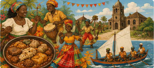Illustration de traditions martiniquaises transmises entre générations