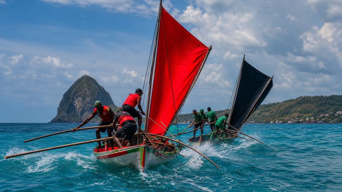 Yoles rondes en course pendant le Tour des Yoles 2026 en Martinique