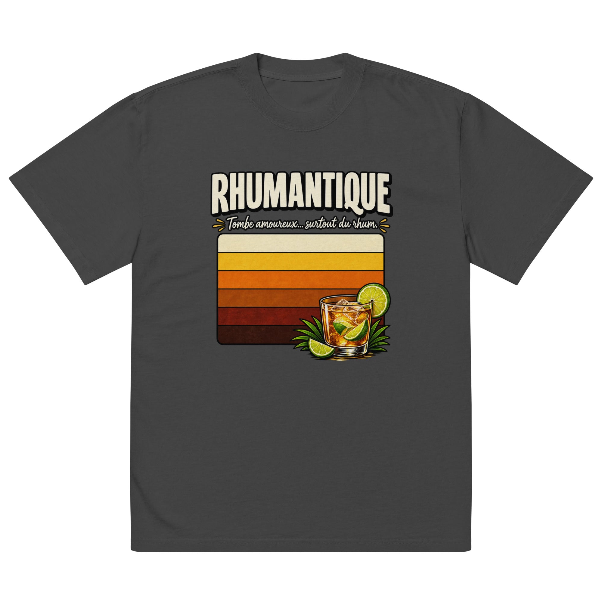 T-shirt oversize Rhumantique noir délavé – vue de face