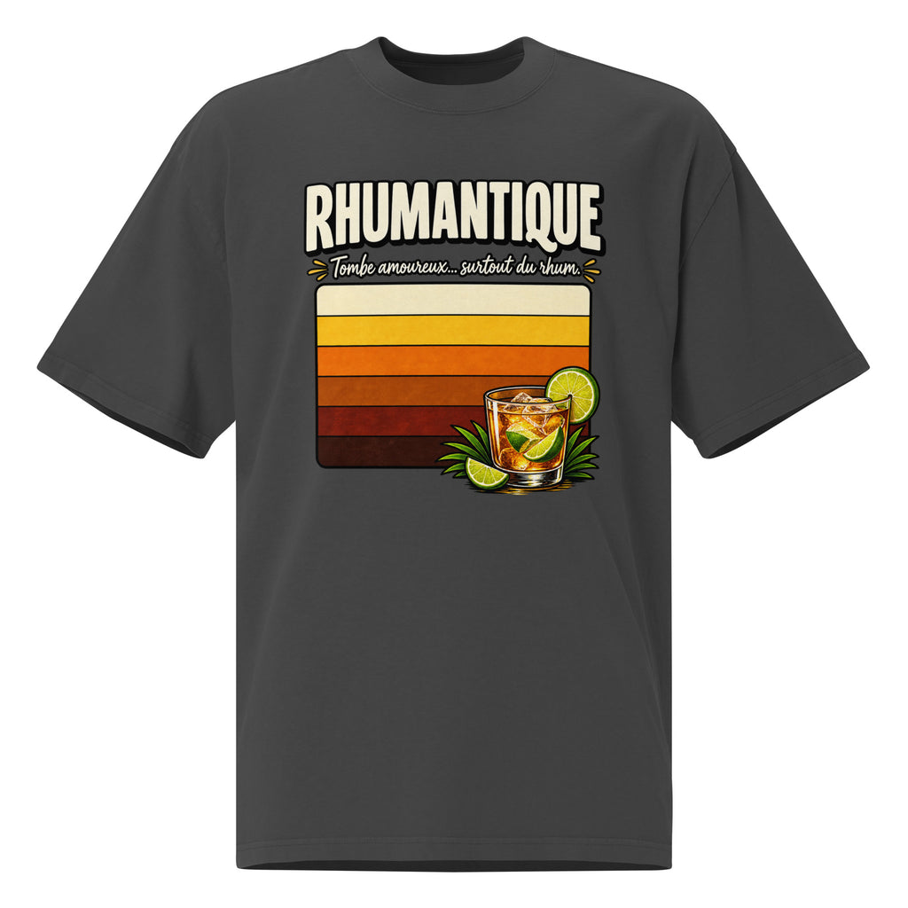T-shirt oversize Rhumantique noir délavé – vue de face