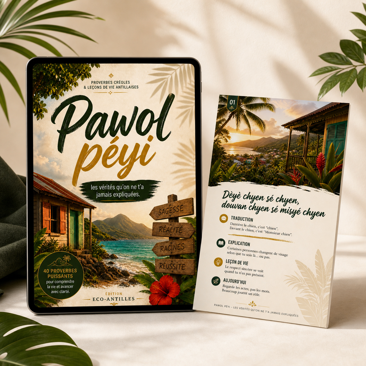 Ebook Pawol Peyi avec couverture 40 proverbes créoles et aperçu intérieur