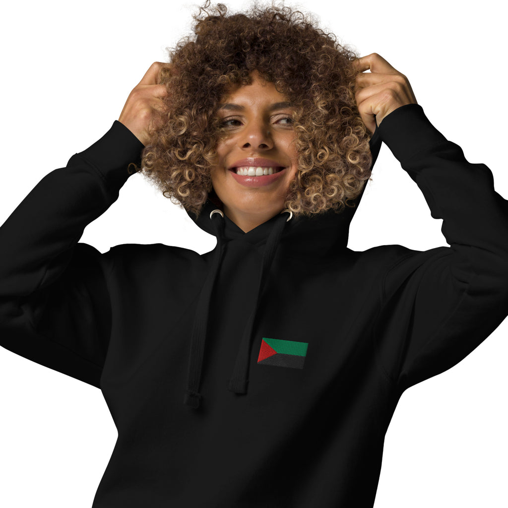 Hoodie RVN Martinique noir unisexe – détail du design