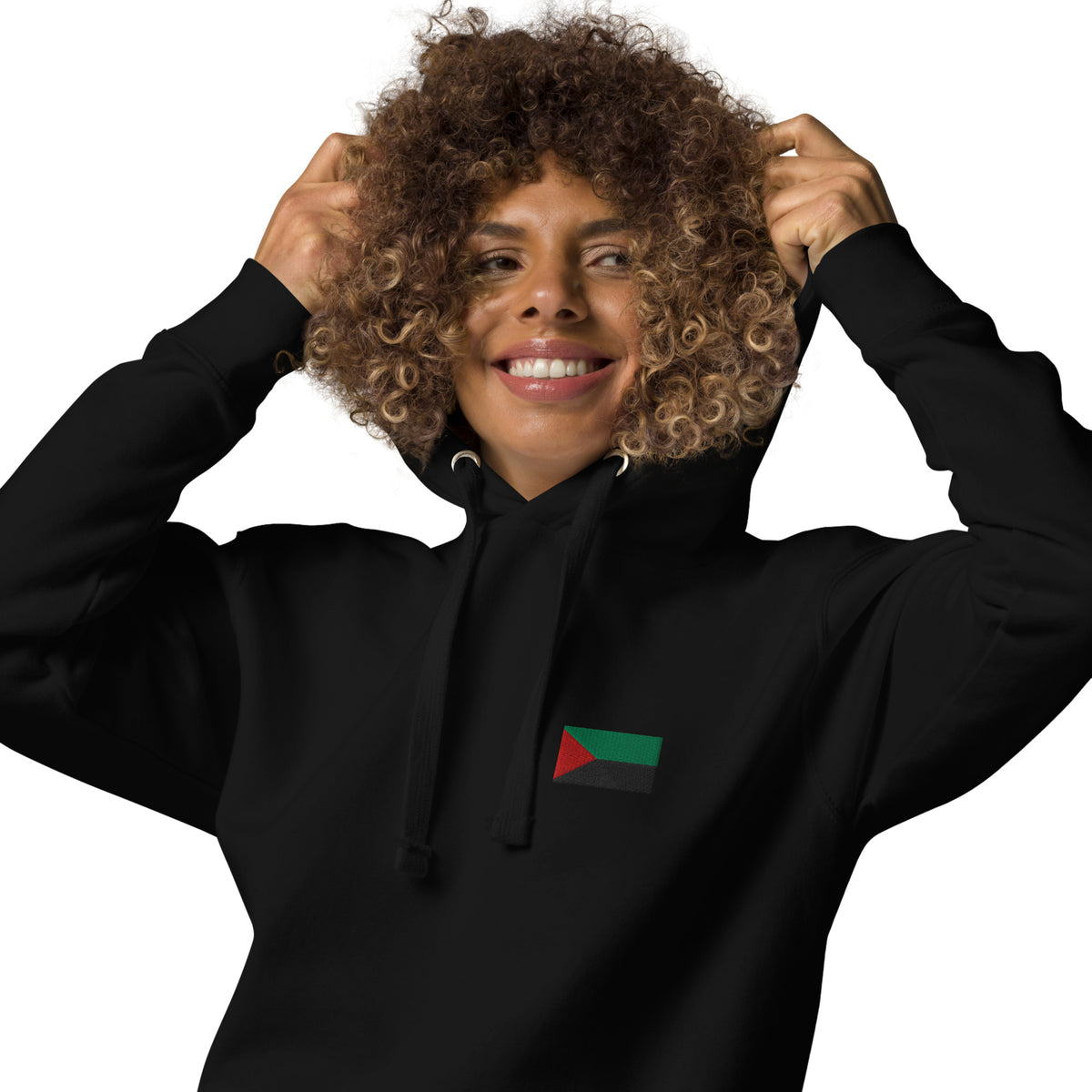 Hoodie RVN Martinique noir unisexe – détail du design