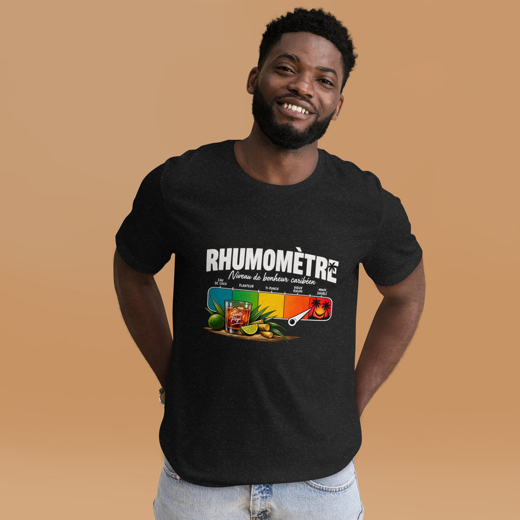 T-shirt Rhumomètre noir chiné unisexe – vue de face