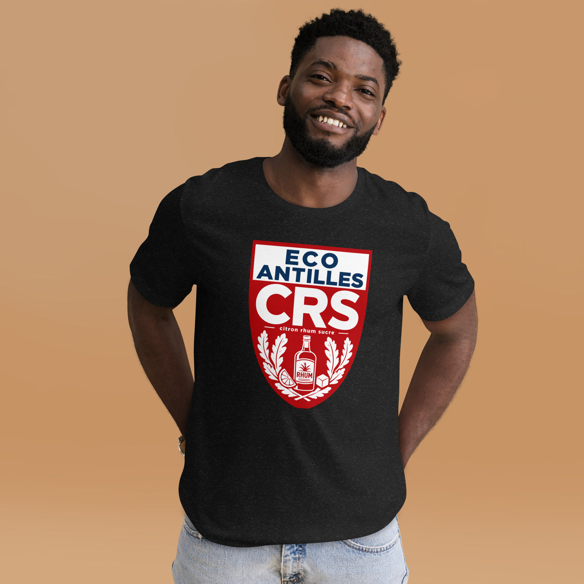 T-shirt CRS Citron Rhum Sucre noir chiné – vue de face