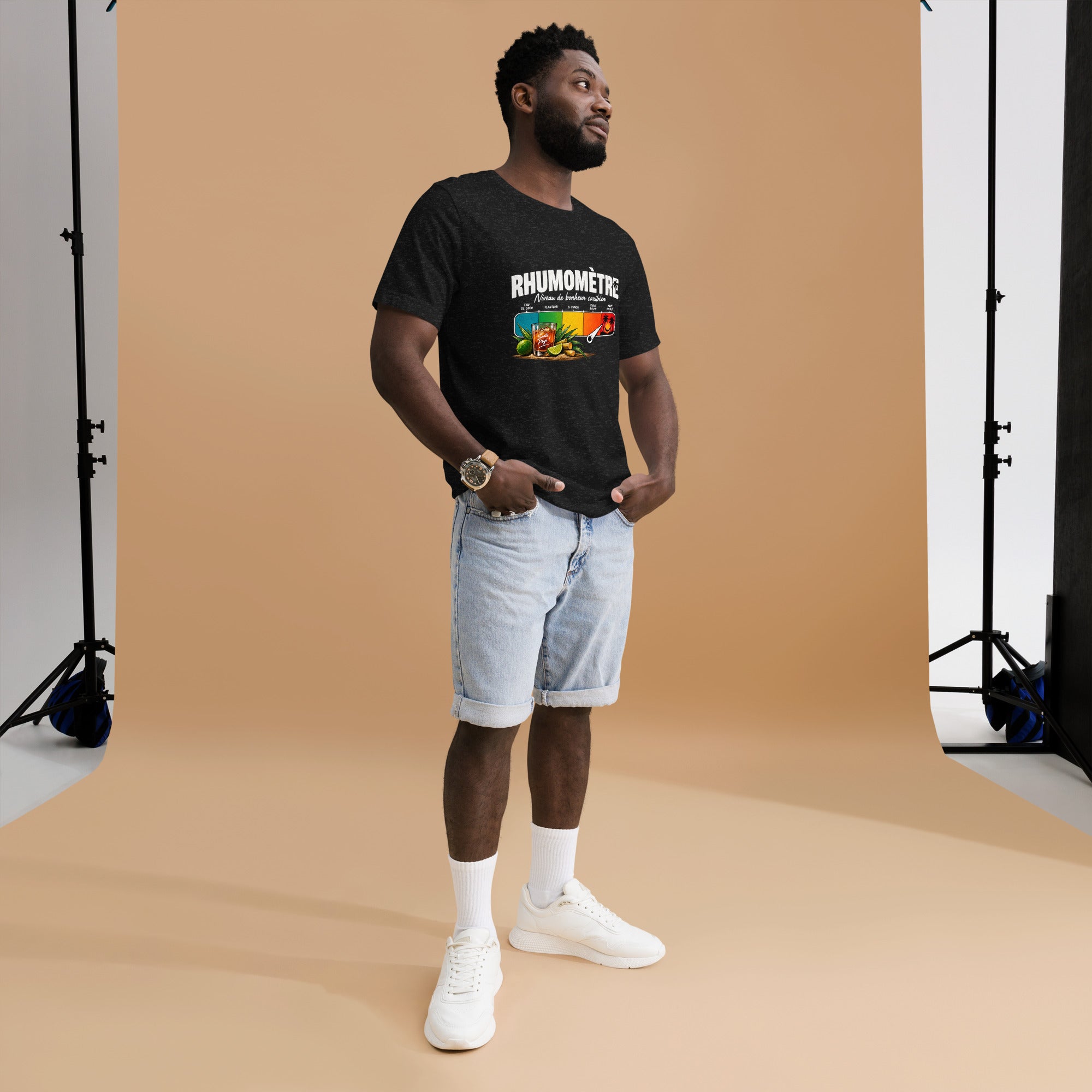 T-shirt Rhumomètre noir chiné unisexe – vue de face