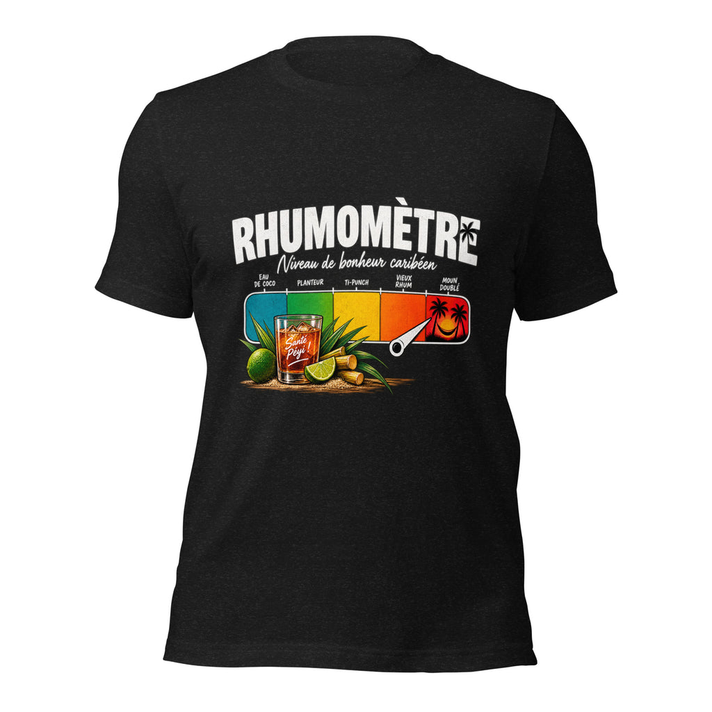 T-shirt Rhumomètre noir chiné unisexe – vue de face