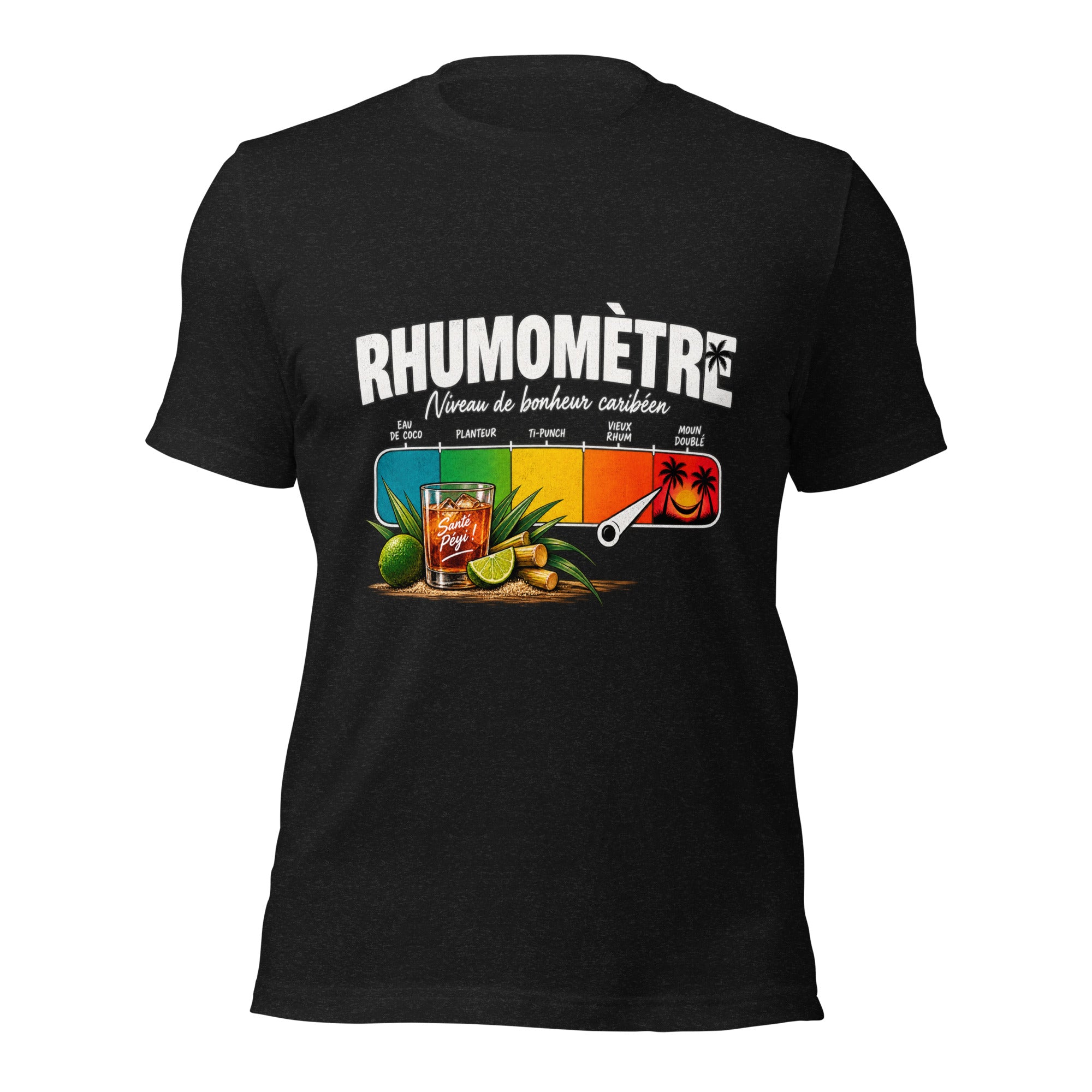 T-shirt Rhumomètre noir chiné unisexe – vue de face