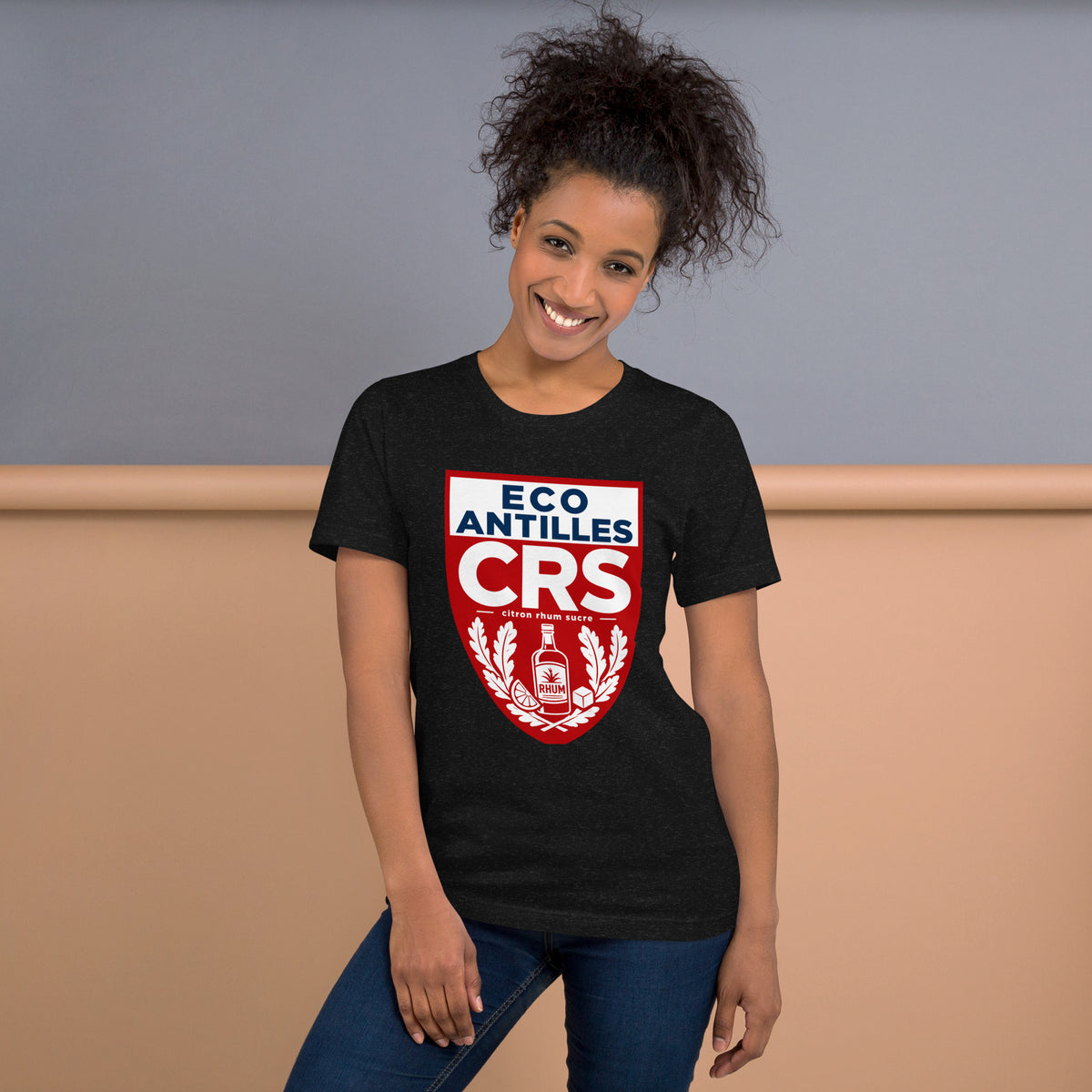 T-shirt CRS Citron Rhum Sucre noir chiné – vue de face