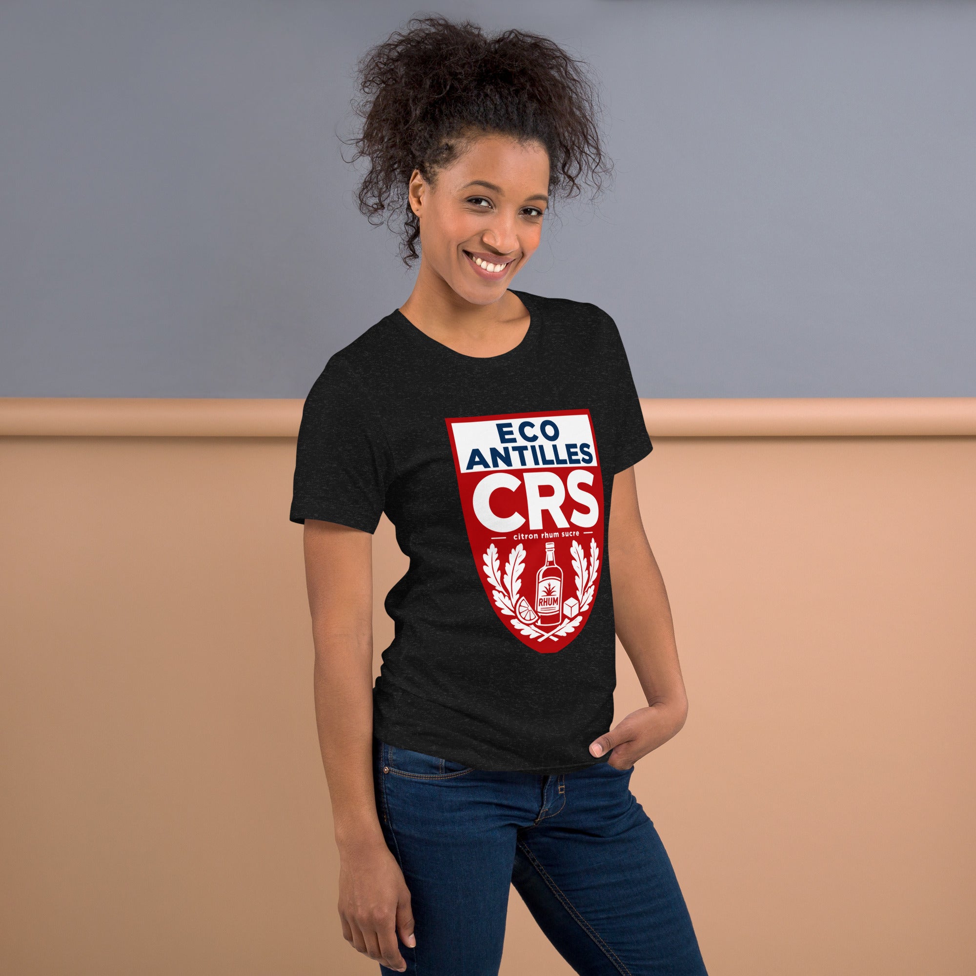 T-shirt CRS Citron Rhum Sucre noir chiné – vue côté droit