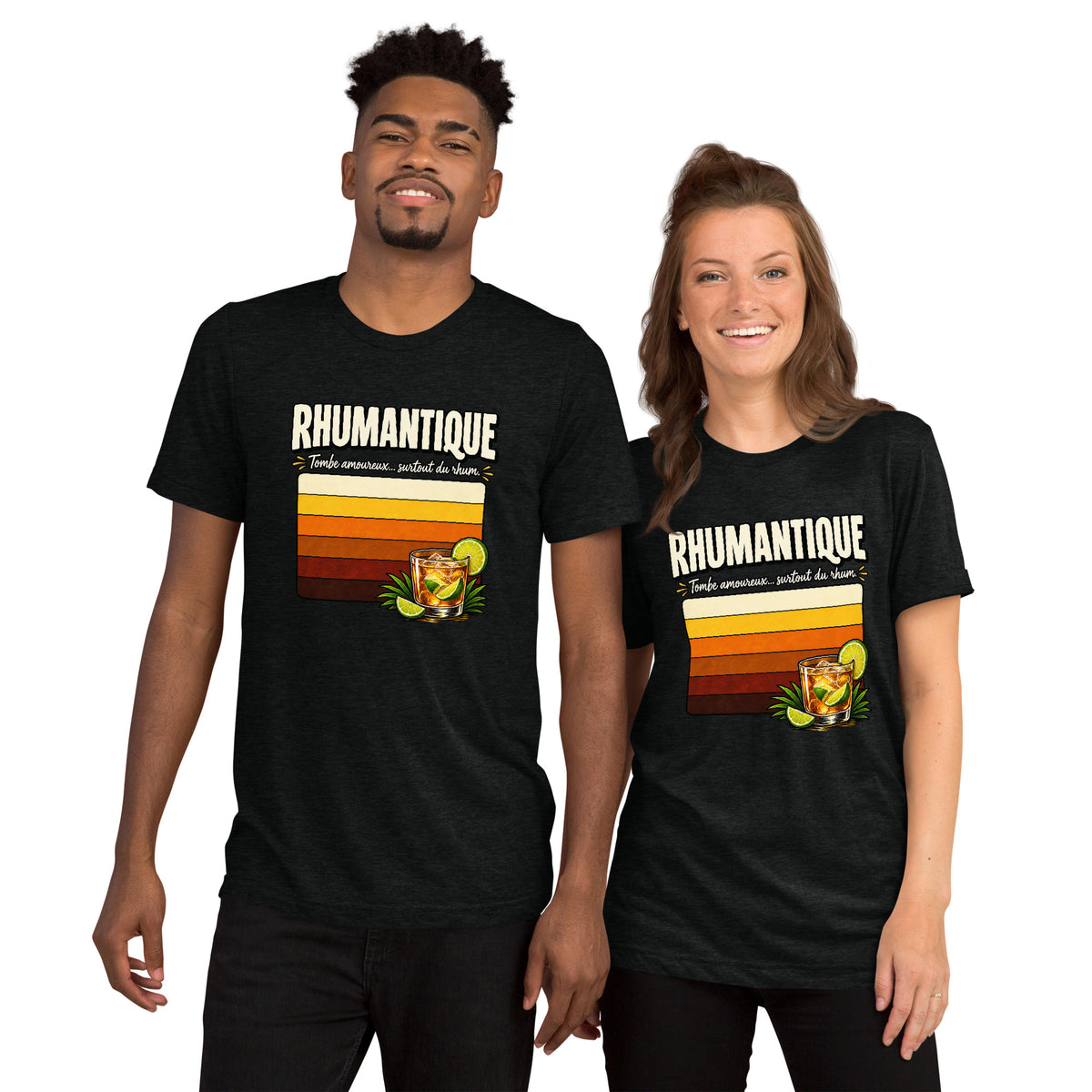 T-shirt Rhumantique Noir Volcan – vue de face